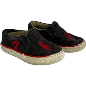 Polo Ralph Lauren Sierra Slip On Shoes Boys Blue Size 8 Canvas Rubber Sole Flats